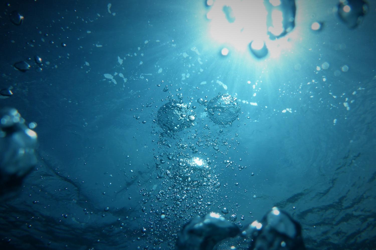 under water